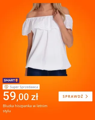 Bluzka hiszpanka w letnim stylu promocja w Allegro