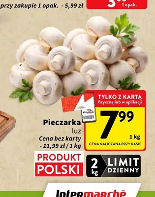 Pieczarki luz promocja w Intermarche