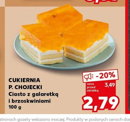 Ciasto z galaretką i brzoskwiniami Cukiernia P. Chojecki promocja w Kaufland