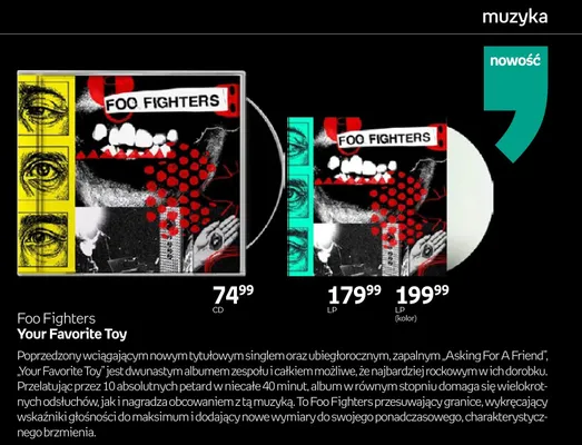 Płyta LP Foo Fighters Your Favorite Toy promocja w Empik