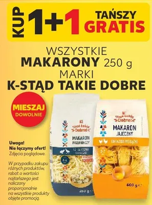 Makaron wszystkie rodzaje 1+1 GRATIS promocja w Kaufland