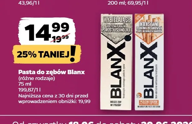 Pasta do zębów Blanx Intensywne Wybielanie promocja w Netto