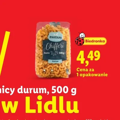 Makaron z pszenicy durum Chifferi Pastani promocja w Lidl