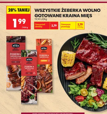 Żeberka wieprzowe wolno gotowane z syropem klonowym Kraina Mięs promocja w Biedronka