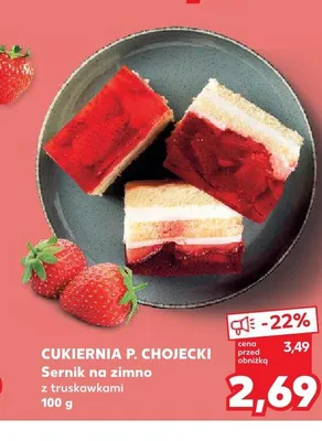 Sernik na zimno z truskawkami Cukiernia P. Chojecki promocja w Kaufland