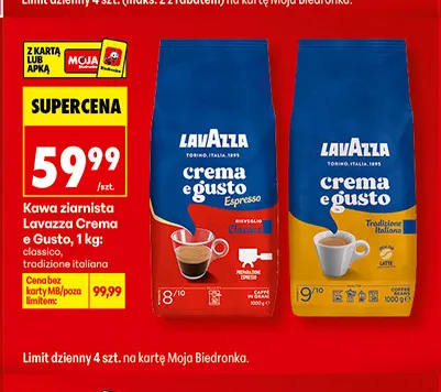 Kawa ziarnista Lavazza Crema e Gusto Tradizione Italiana promocja w Biedronka