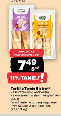Tortilla Twoje Bistro z kurczakiem i warzywami promocja w Netto