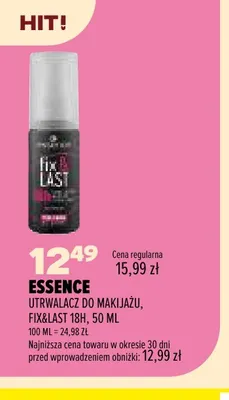 Utrwalacz do makijażu Fix & Last 18h Essence promocja w Drogerie Natura
