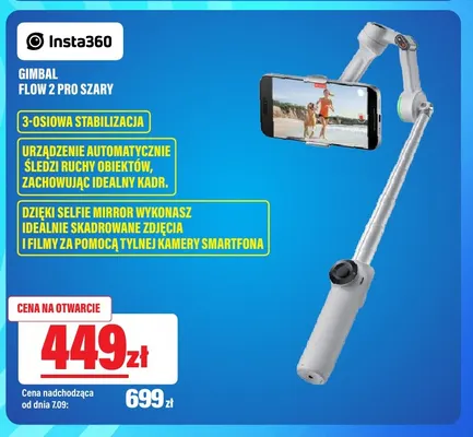 Gimbal Insta360 Flow 2 Pro szary promocja w RTV EURO AGD