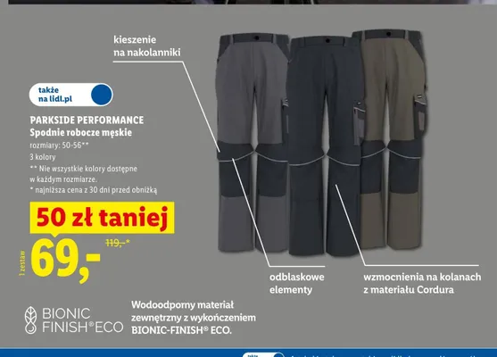 Spodnie robocze męskie PARKSIDE PERFORMANCE promocja w Lidl