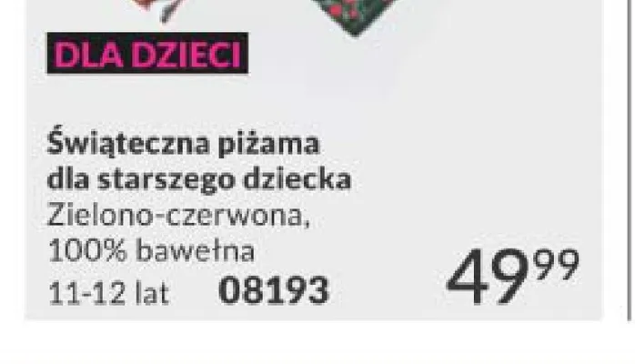 Świąteczna piżama dla starszego dziecka promocja w AVON