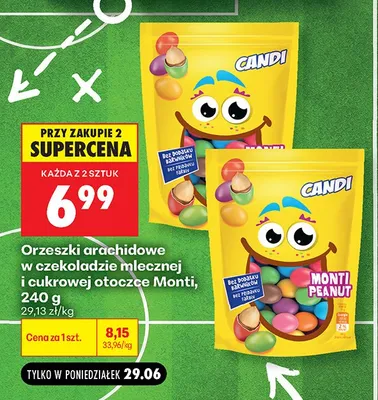 Orzeszki arachidowe w czekoladzie mlecznej i cukrowej otoczce Candi Monti promocja w Biedronka