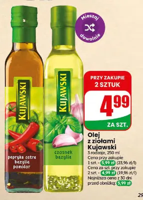 Olej rzepakowy z ziołami papryka ostra bazylia pomidor Kujawski promocja w Dino