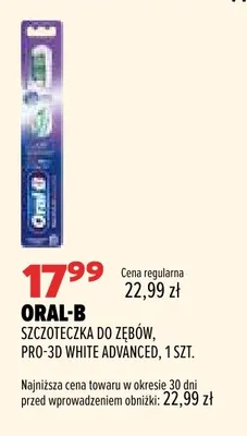 Szczoteczka do zębów Pro-3D White Advanced Oral-B promocja w Drogerie Natura