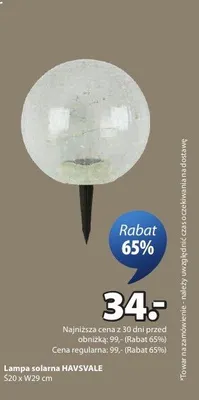 Lampa solarna HAVSVALE Ś20 x W29cm promocja w Jysk