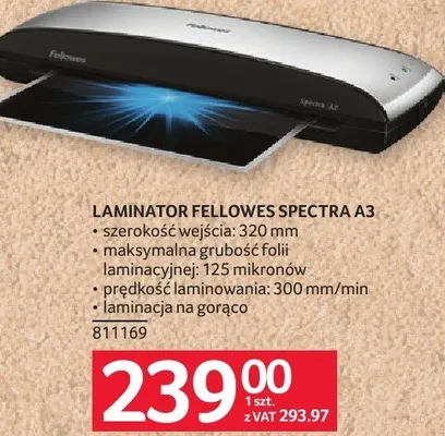 Laminator Fellowes Spectra A3 promocja w Selgros