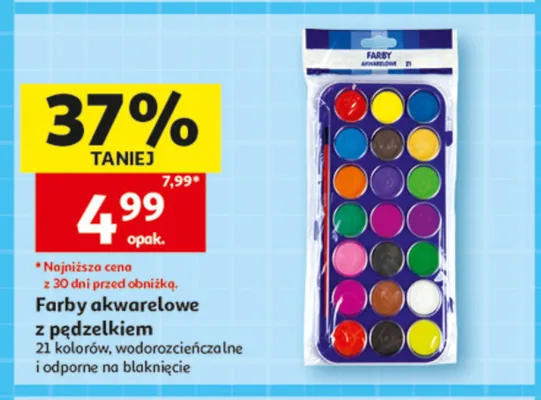 Farby akwarelowe z pędzelkiem promocja w Auchan