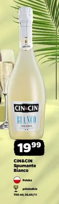 Wino musujące CIN&CIN Spumante Bianco półsłodkie promocja w Netto