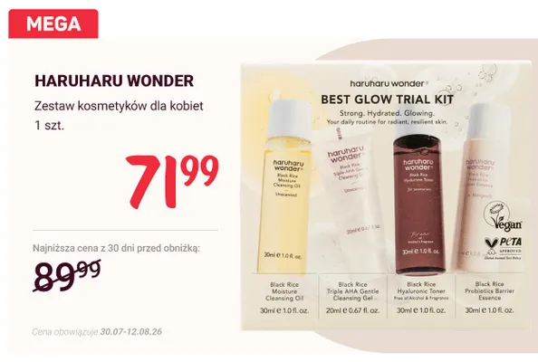 Zestaw kosmetyków dla kobiet Haruharu Wonder Best Glow Trial Kit promocja w Rossmann