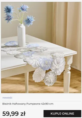 Bieżnik haftowany home&you Pumpeone 42x90 cm promocja w home&you