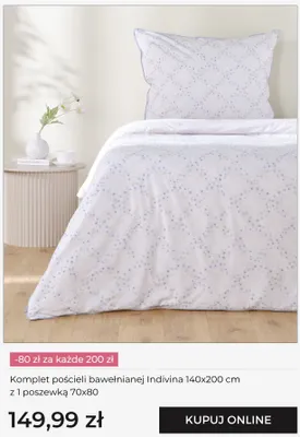 Komplet pościeli bawełnianej home&you Indivina 140x200 cm z 1 poszewką 70x80 cm promocja w home&you
