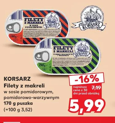 Filety z makreli w sosie pomidorowym Korsarz promocja w Kaufland