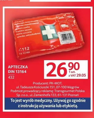 Apteczka DIN 13164 promocja w Selgros