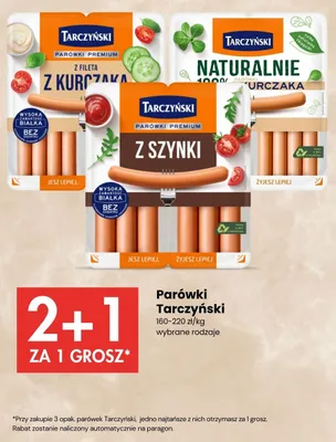 Parówki Tarczyński Premium z szynki promocja w Delikatesy Centrum