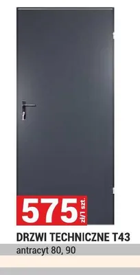 Drzwi techniczne T43 antracyt 80 90 promocja w Merkury Market