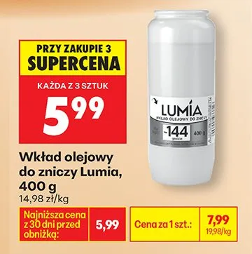 Wkład olejowy do znicza promocja w Biedronka