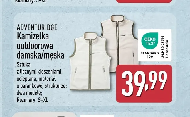 Kamizelka outdoorowa damska/męska Adventuridge promocja w Aldi