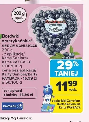 Borówki amerykańskie Serce Sanlucar promocja w Carrefour