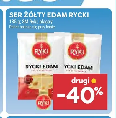 Ser żółty edam w plastrach Rycki SM Ryki promocja w Stokrotka