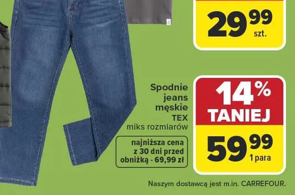Spodnie jeans męskie miks rozmiarów promocja w Carrefour
