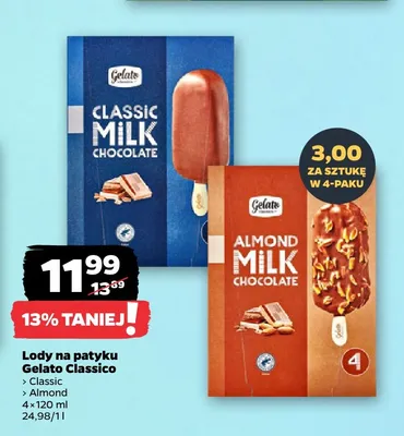 Lody na patyku Almond Gelato Classico promocja w Netto