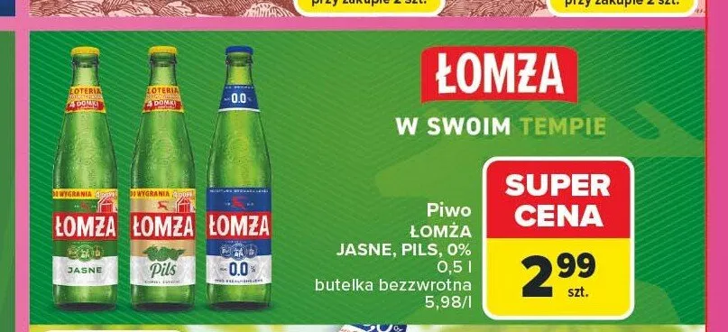 Piwo Łomża Jasne promocja w Carrefour