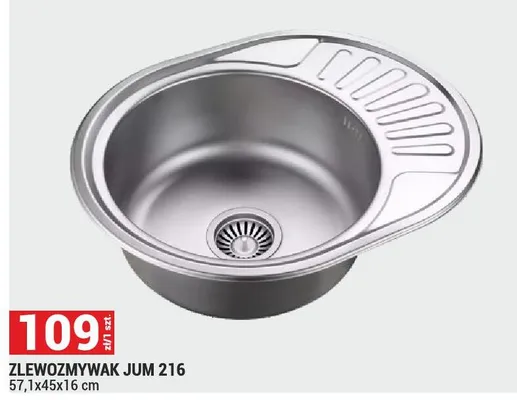 Zlewozmywak JUM 216 57,1x45x16 cm promocja w Merkury Market