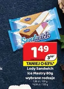 Lody Sandwich Ice Mastry promocja w Delfin