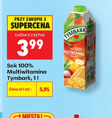Sok multiwitamina Tymbark 100% promocja w Biedronka
