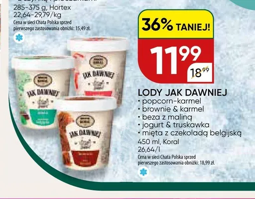 Lody jak dawniej mięta z czekoladą belgijską Koral promocja w Chata Polska