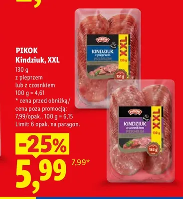 Kindziuk z pieprzem XXL Pikok promocja w Lidl