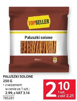 Paluszki solone Topseller 250 g promocja w Selgros