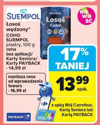Łosoś wędzony COHO SUEMPOL plastry promocja w Carrefour Market