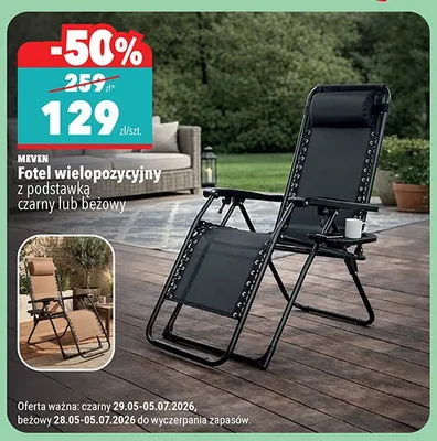 Fotel wielopozycyjny z podstawką MEVEN promocja w Biedronka