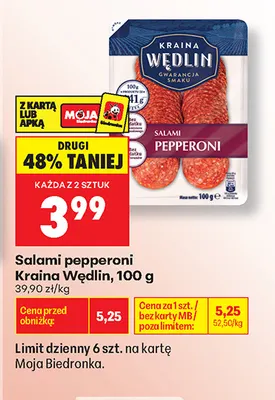 Salami pepperoni Kraina Wędlin promocja w Biedronka