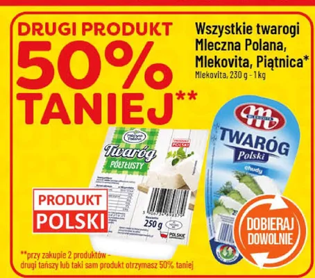 Twaróg wszystkie twarogi Mleczna Polana, Mlekovita, Piątnica Mlekpufa promocja w POLOmarket