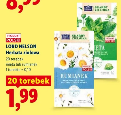 Herbata ziołowa Lord Nelson Skarby Zielnika rumianek promocja w Lidl