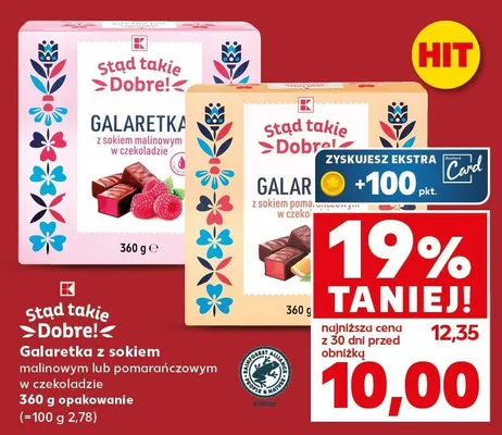 Galaretka z sokiem malinowym lub pomarańczowym w czekoladzie promocja w Kaufland