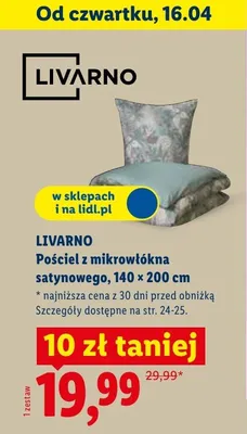 Pościel z mikrowłókna satynowego 160 x 200 cm + 2 x 70 x 80 cm LIVARNO HOME promocja w Lidl