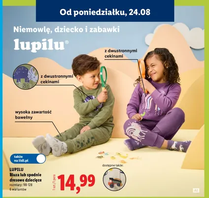 Bluza dresowa dziecięca Lupilu promocja w Lidl